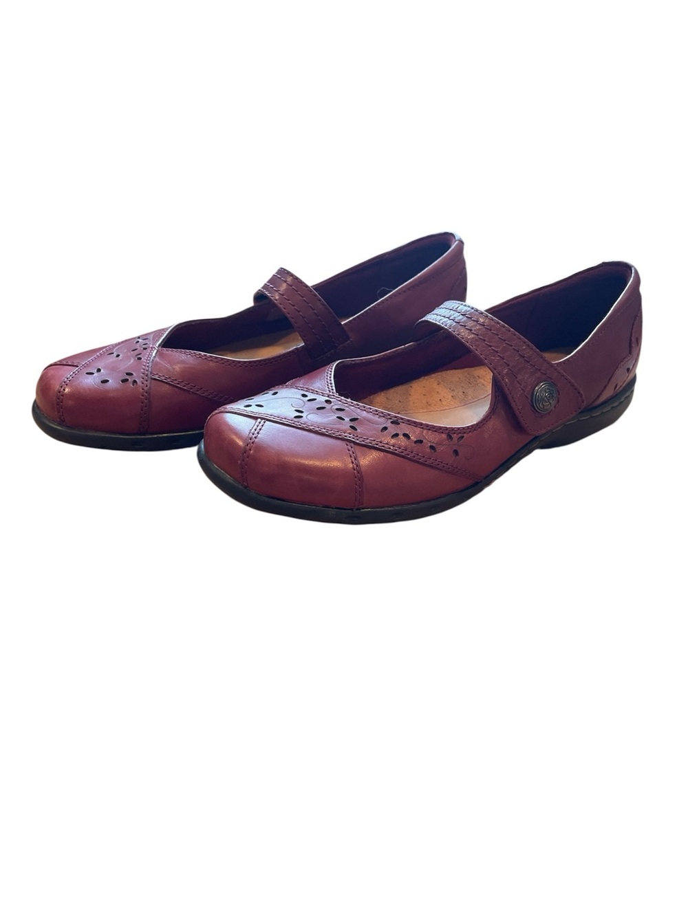 Cobb Hill by Rockport Burgundy Leather Mary Jane Flats